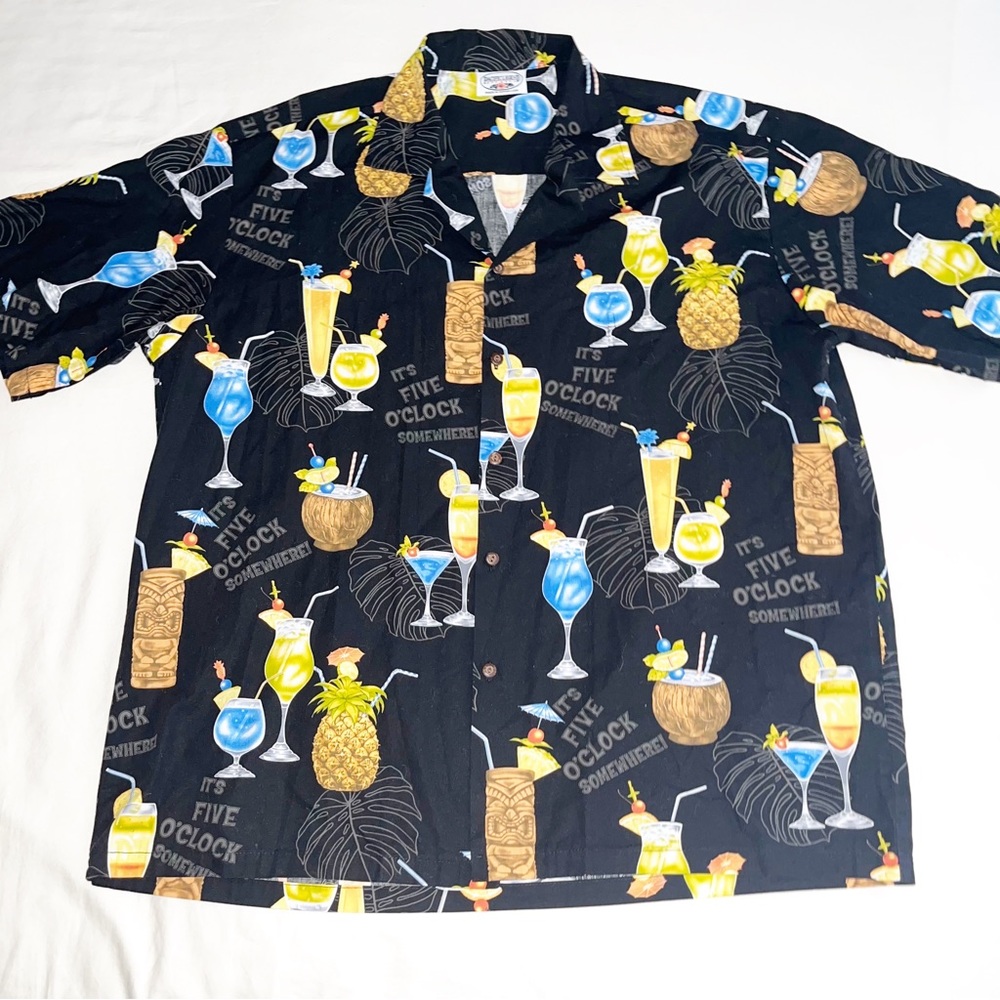 Pacific Legend Apparel Hawaiian Shirt Mens 2XL Five O'Clock Tiki Cocktail Camp